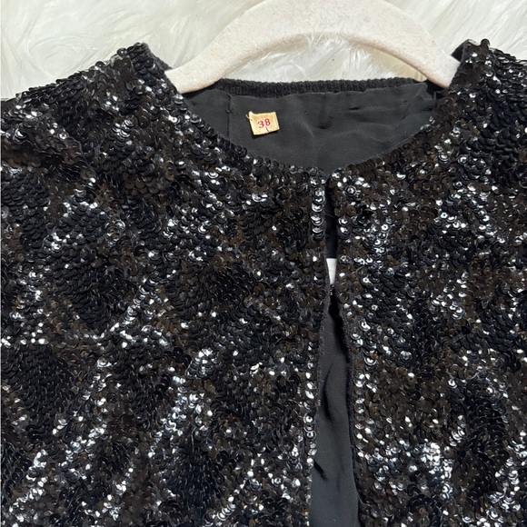 Unique Vintage Black Sequin Jacket - Picture 5 of 8